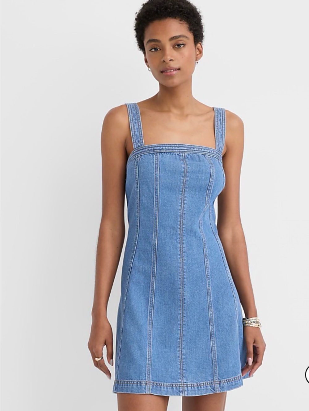 LOFT Seamed Denim Mini Dress, S